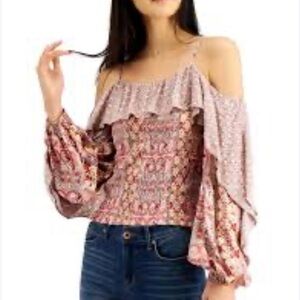 INC International Concepts Multicolor Bohemian Blouse. Lots of stretch